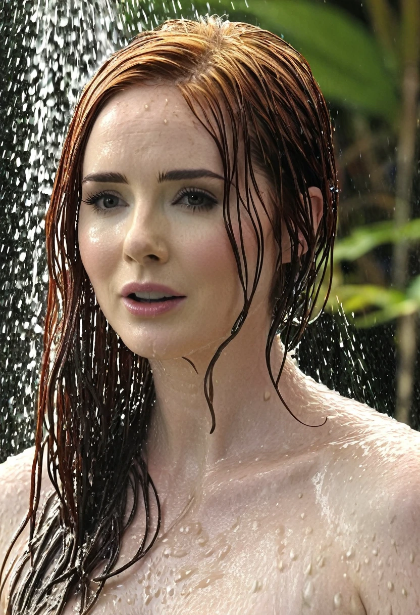 Karen Gillan in an outdoor shower Naked with wet hair 