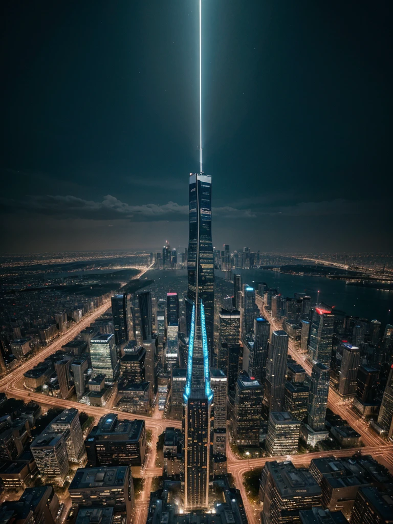 amazing lightingbolt beautiful woman, blue color, extremely huge bust, run on the empty street, luminous, reflective, hyper detailed, trending on artstation, intricate details, highly detailed, background big city with skyscrapers at night, super detail, ultra realistic, cinematic lighting, amazing, best color, perfect image high flying aerial top down view, photorealistic, a sprawling cityscape emerges, adorned with towering skyscrapers, photograph, advanced technology and bustling activity create a sense of awe and wonder, at night, super detail, ultra realistic, cinematic lighting, amazing, best color, perfect image perspective, by DamShelma