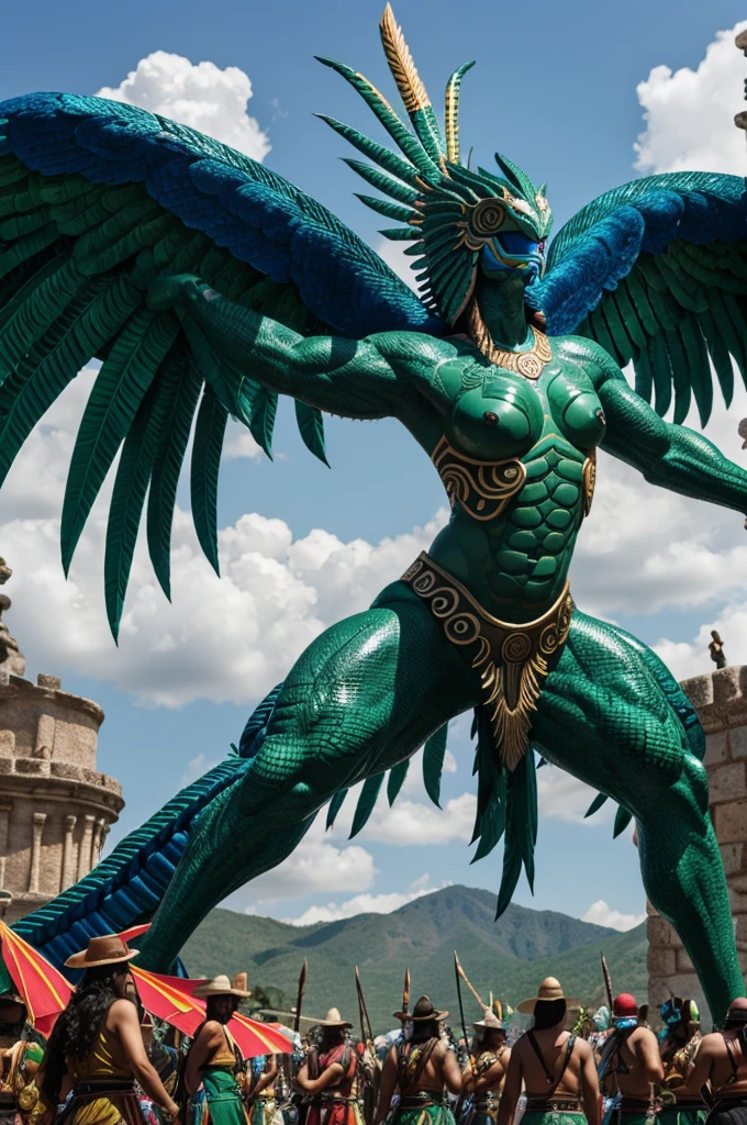 Quetzalcoatl in human form during a battle against the Spanish