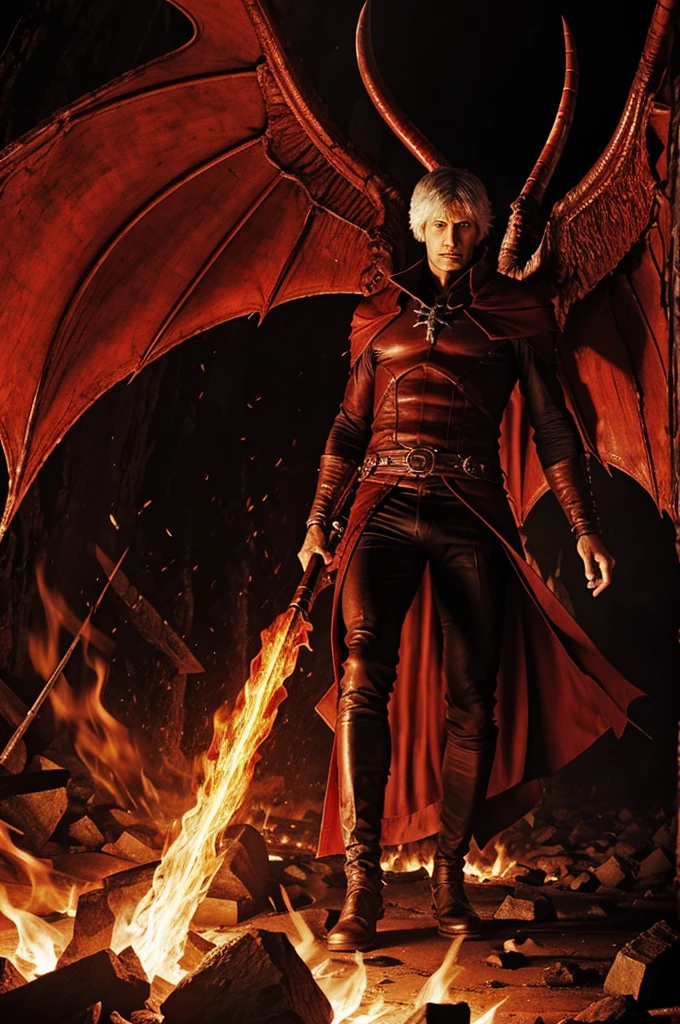 Dante in hell, in a battle against his demons