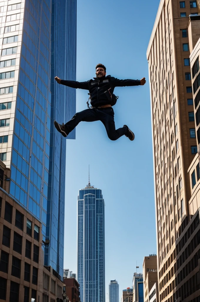 A person jumping from a building