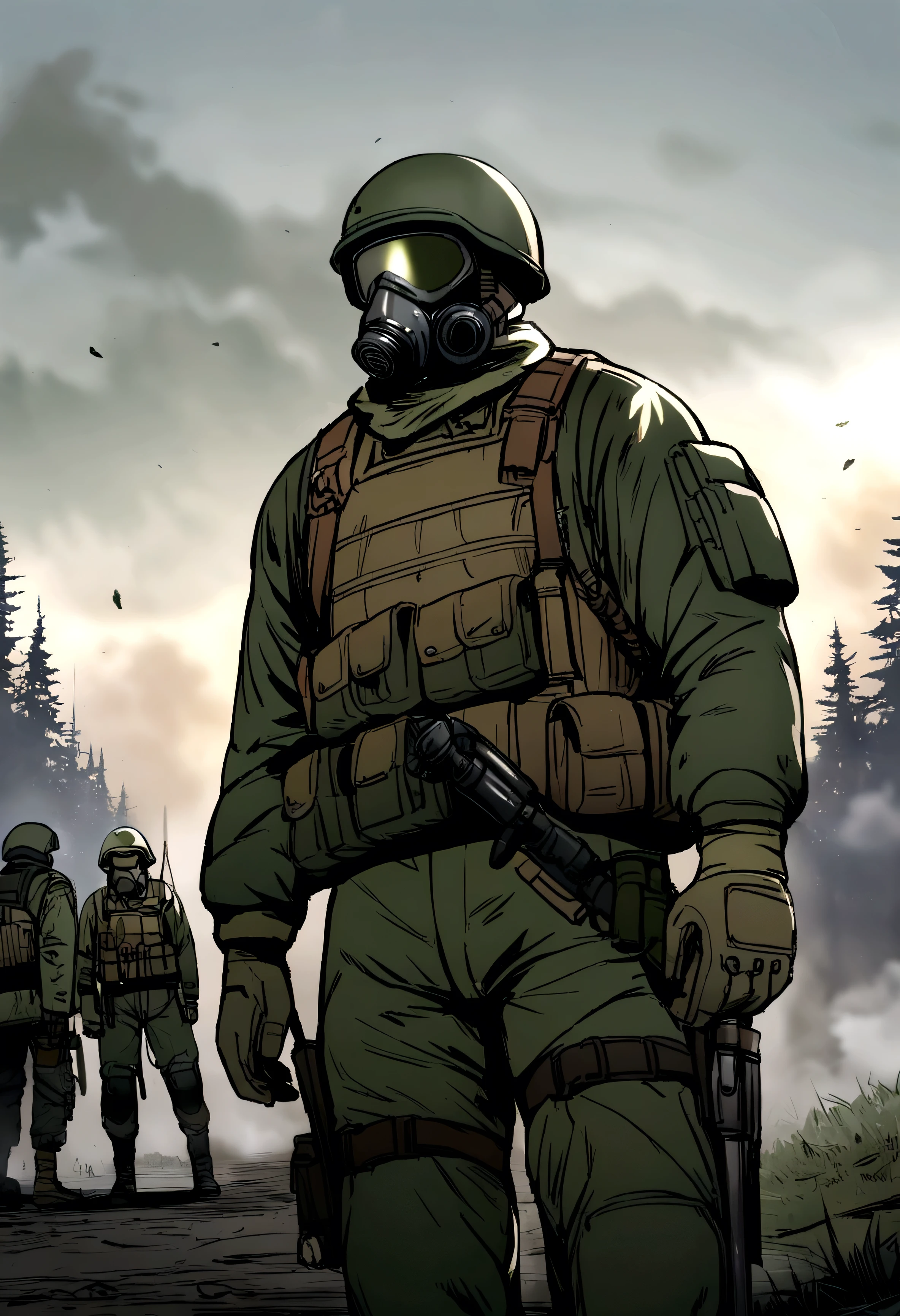 Florest dark, toxic gases, soldier,DayZ