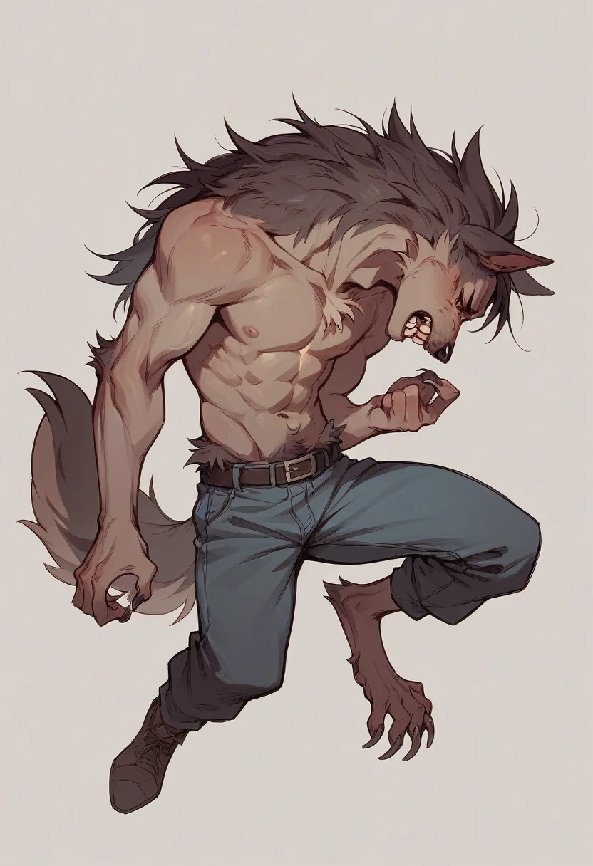 Werewolf putting the knot in a young woman's anus