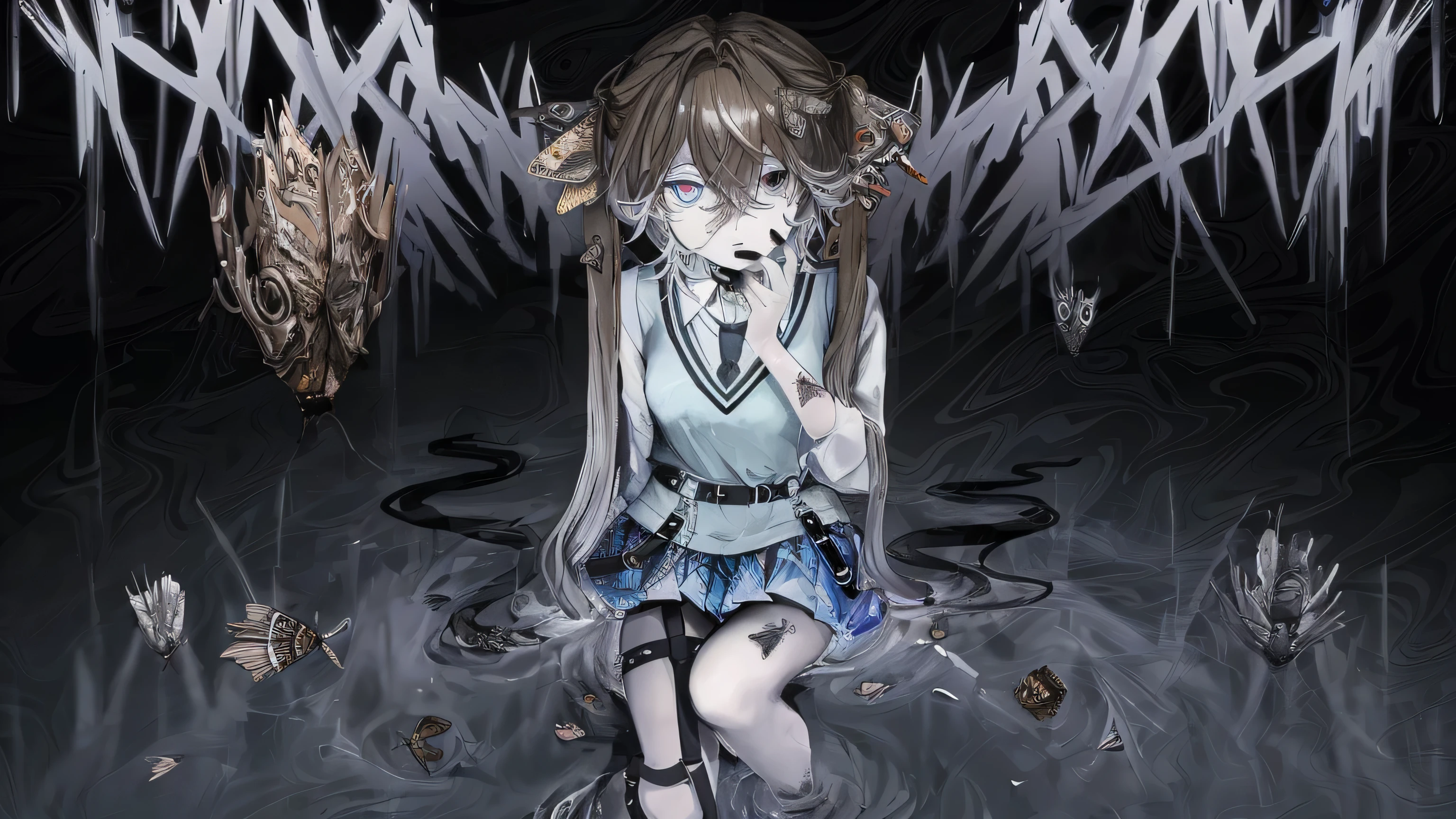 Give the girl in the images moth wings
