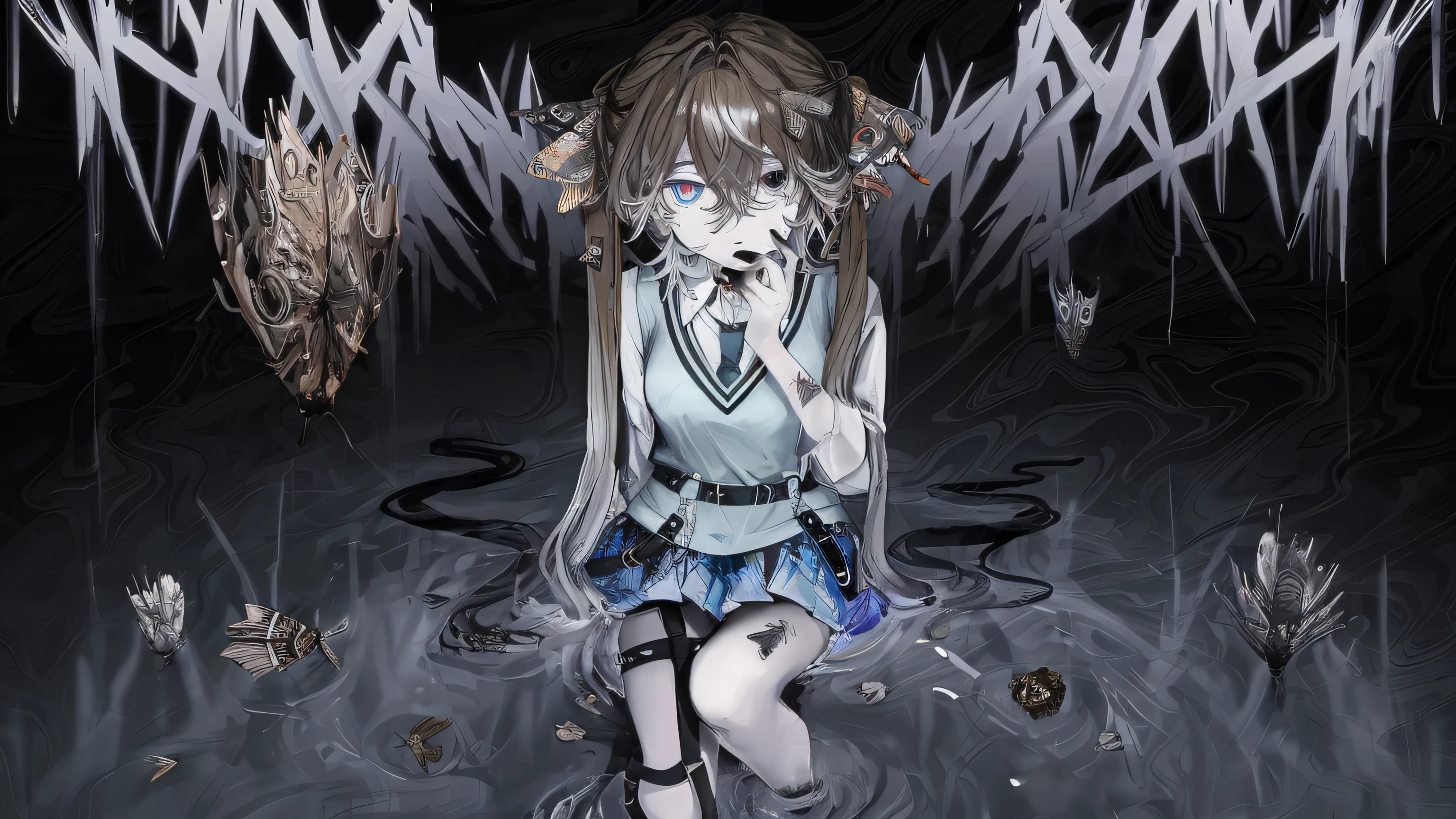 Give the girl in the images moth wings