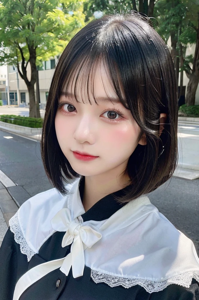 high resolution、8K、Bobcut、girl、Medium length、可愛いgirl、Japanese Idols、Age 25、Black Hair、beauty、Young Japanese Woman、Detailed、Highest quality、Black clothes、Boyish clothes、Wearing a white mask、university student