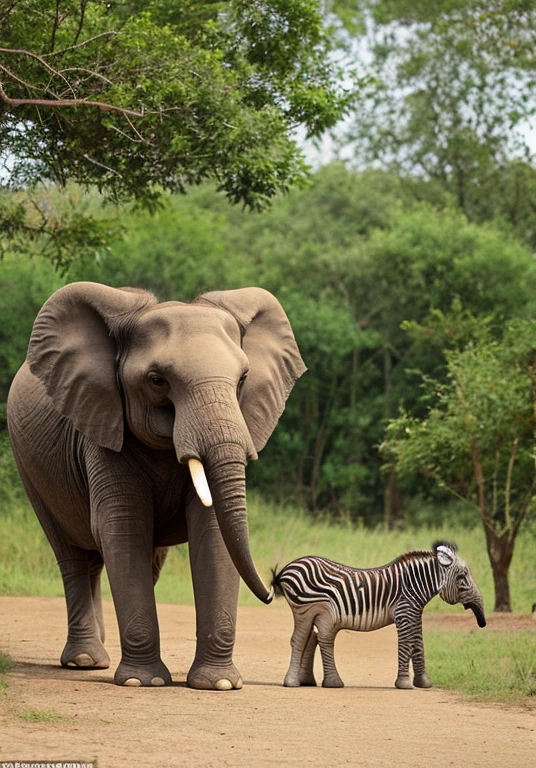 A nature reserve showing an elephant, zebra, and lion made of origami paper that have come to life