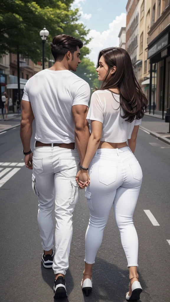 Cute  arab feminine boy and girl couple wearing panties on street