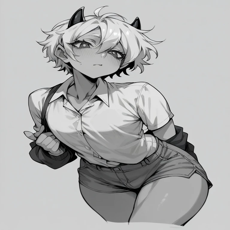 A short haired femboy with visible tiny budding tits
