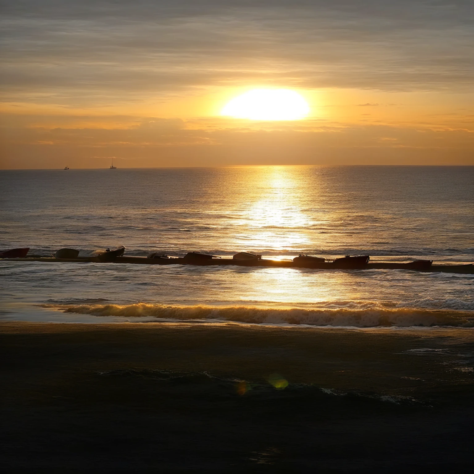 sunset over the ocean with a boat in the distance, morning golden hour, taken at golden hour, sun is shining, as the sun sets on the horizon, shining golden hour, sun set, at golden hour, sun shining, ( golden hour ), (golden hour), sunset light, at beach at sunset, seaview, sunrise light, sunlight glistening