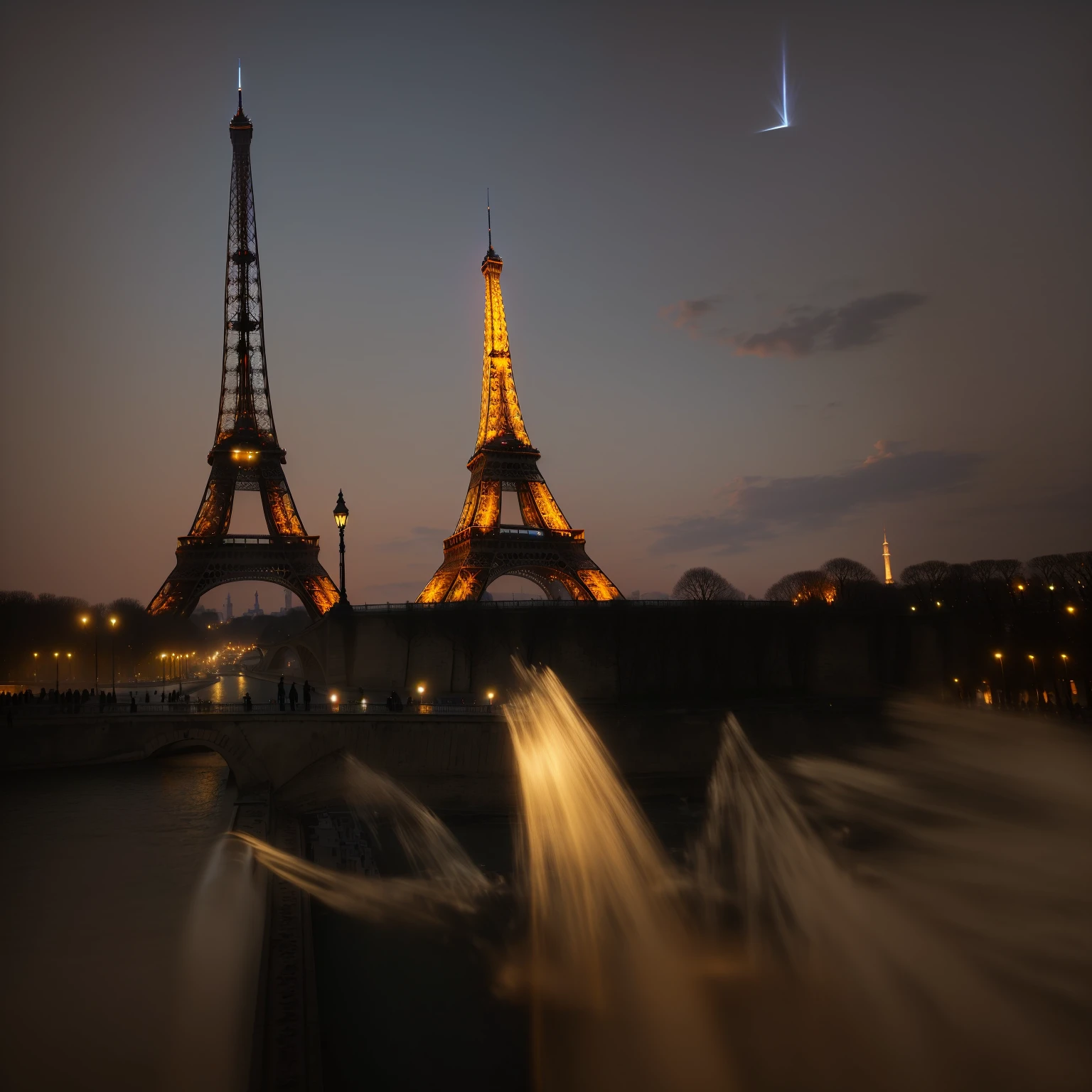 remoove people in front of the eiffel tower at nightno man's land, in front of the eiffel tower, eiffel tower in the middle, with eiffel view, paris eiffel tower, eiffel tower is burning, eiffel tower, traveling in france, eiffel tower left, eiffel tower photography, tourists in background, photo taken at night, in paris, tourist photo, eiffel tower in istanbul