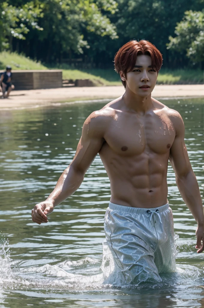 V from bts in the water run scene