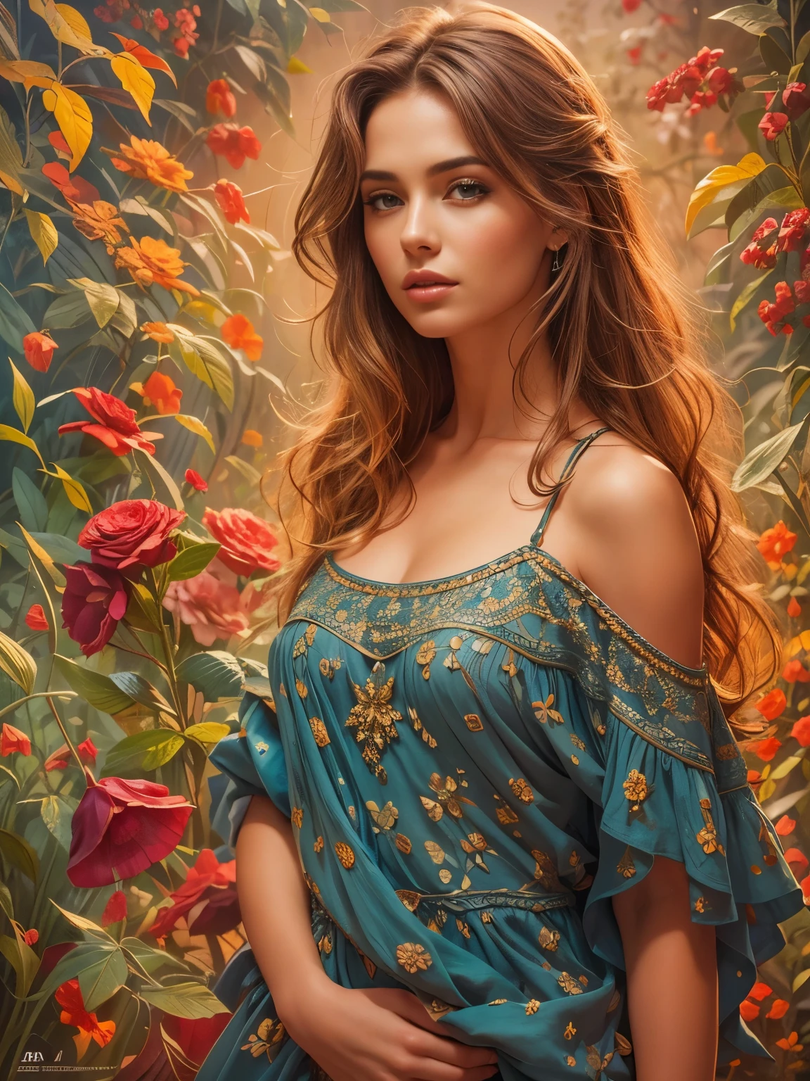 An ultra hot gorgeous European woman. Age 23. high quality, highly detailed, illustration, impasto, canvas, oil painting, fantasy,