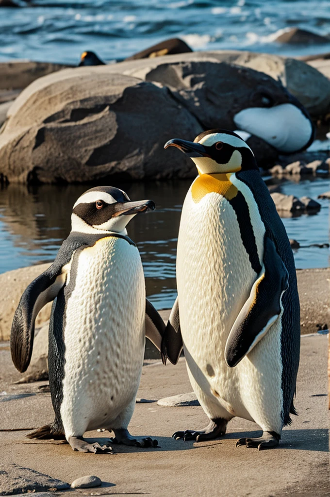 A beaver and a penguin holding hands