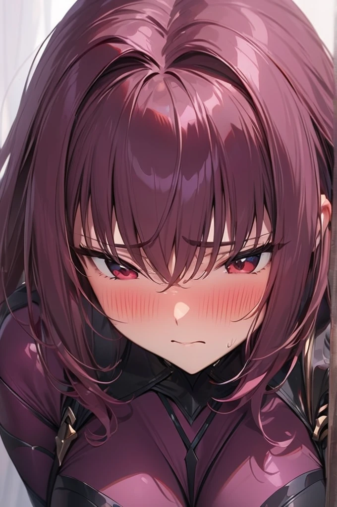 ((Best quality)), ((masterpiece)), (detailed), scathach is embarrassed
