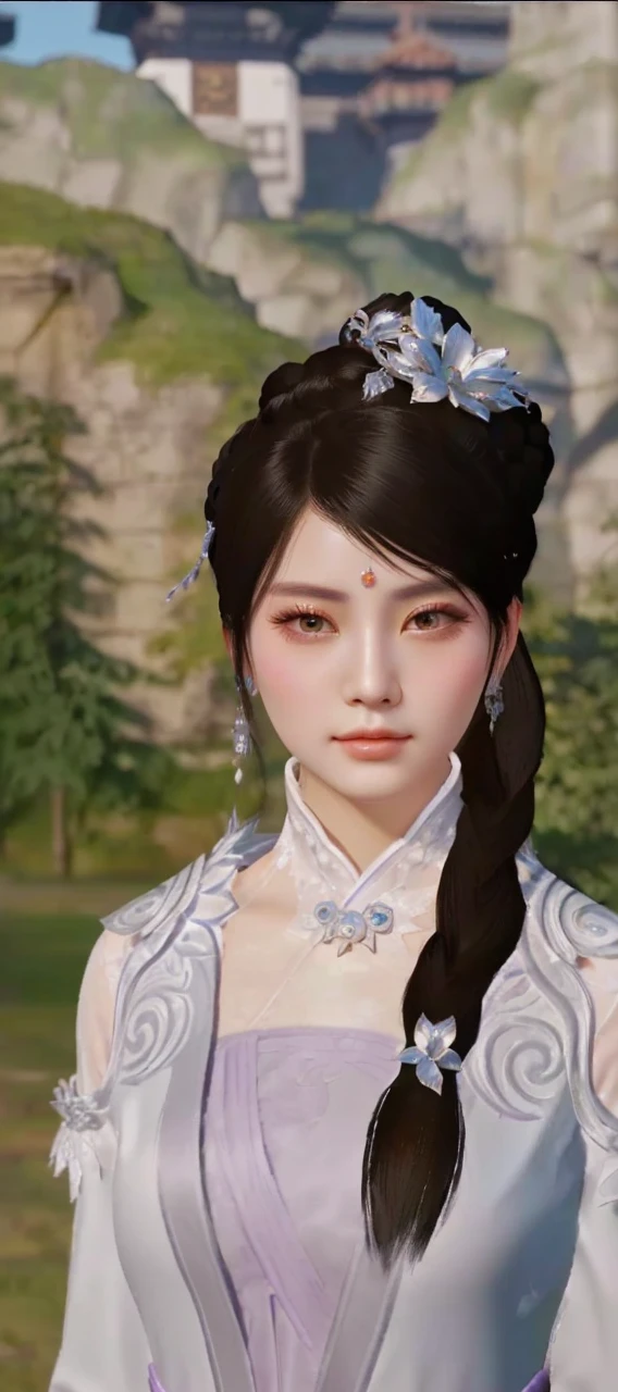 a close up of a woman in a black dress with a flower in her hair, a beautiful fantasy empress, inspired by Lan Ying, inspired by Qiu Ying, beautiful render of tang dynasty, ((a beautiful fantasy empress)), inspired by Du Qiong, inspired by Li Mei-shu, inspired by Wang Meng, korean mmorpg, inspired by Pu Hua