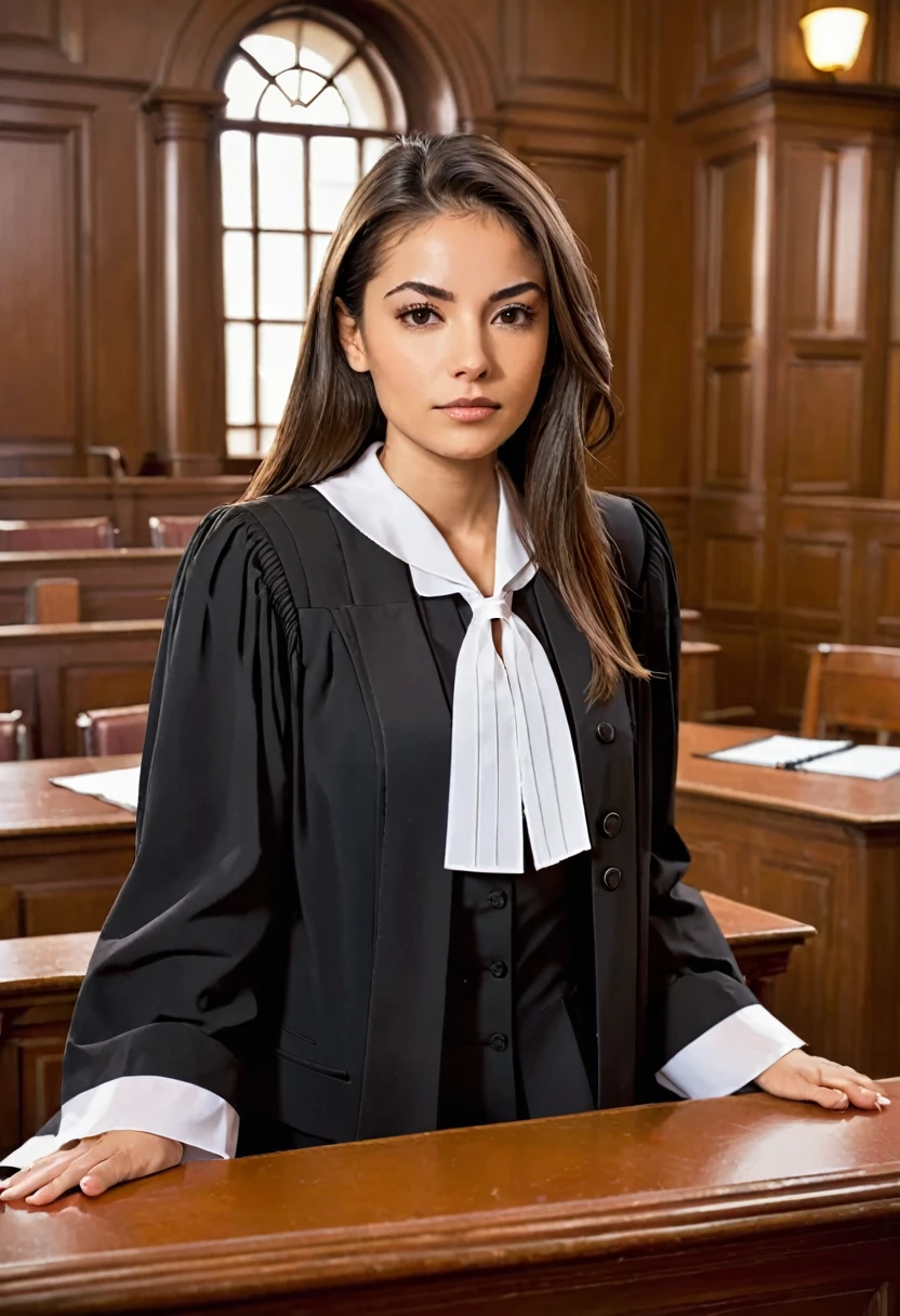 Girl lawyer in courtroom