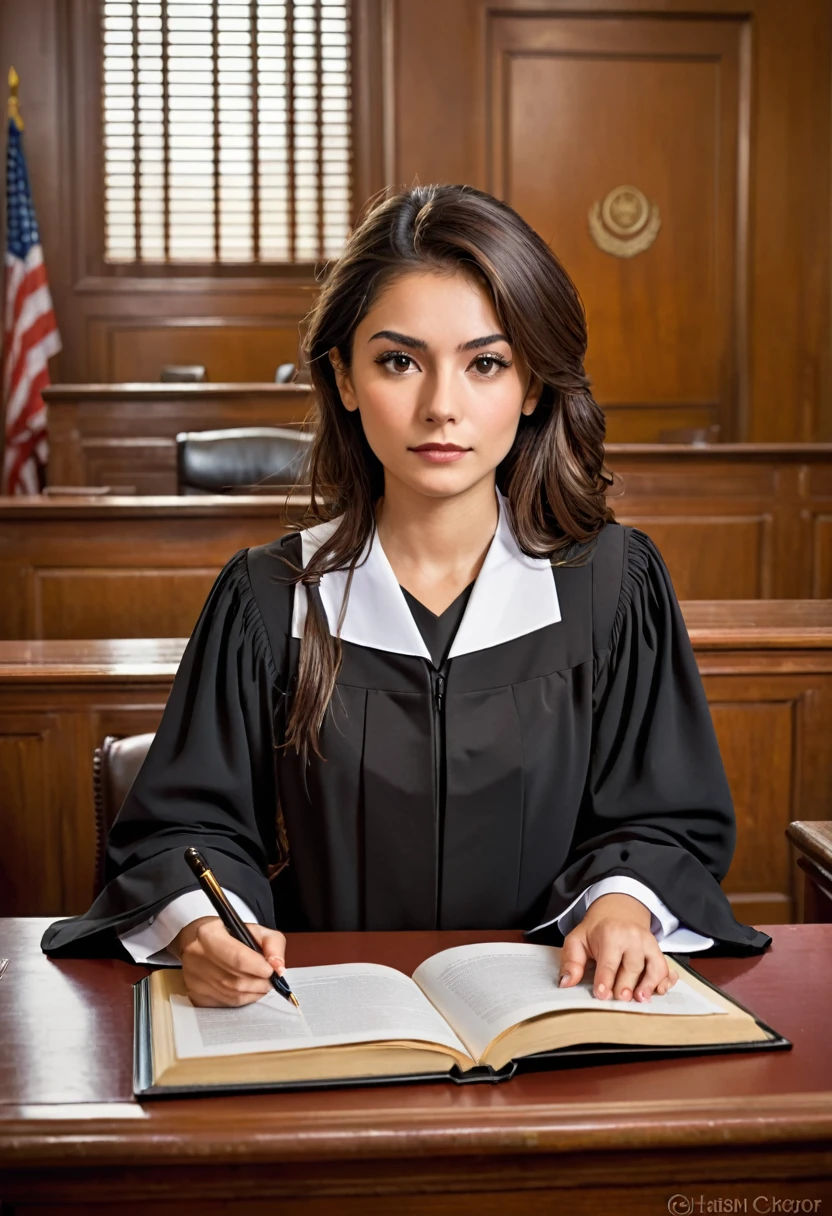 Girl lawyer in courtroom