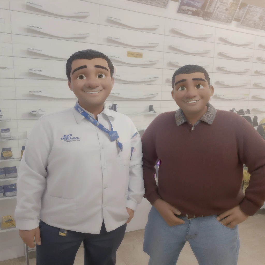 there are two men standing next to each other in a store, paul pepera pablo roldan, with godray, high quality upload, alex flores, eloy morales, ronaldo luis nazario da lima, wpol and sarasti, very very happy, staff, with wart, jose miguel roman frances, by Alexander Fedosav, yan morala