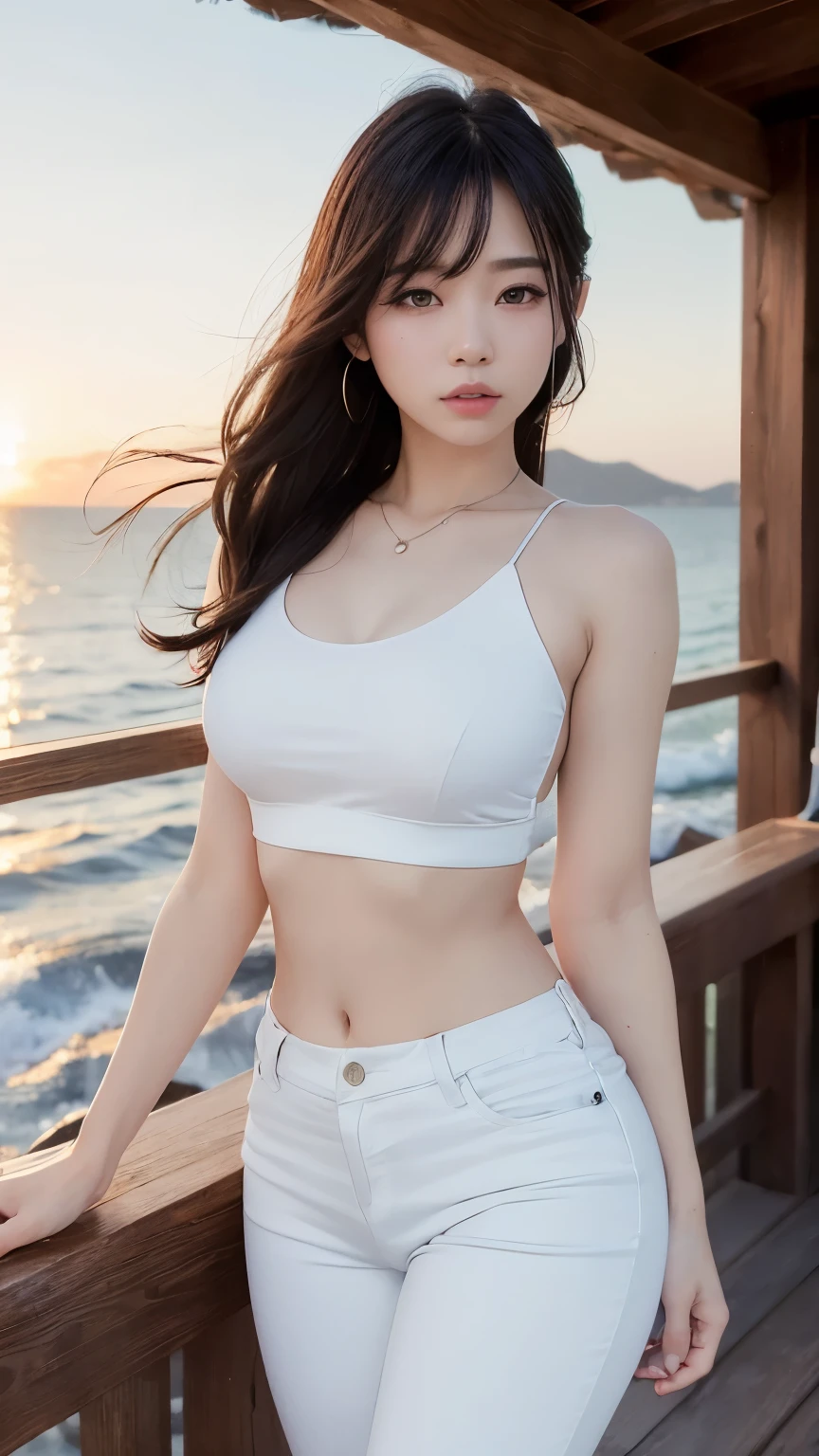 8k,best qualtiy,tmasterpiece:1.2),(realisticlying,realisticlying:1.37),ultra - detailed,best qualtiy,超高分辨率,profesional lighting,photon maping,Radio City,physically-based renderingt,cinmatic lighting,Sand photography,depth of fields,Clear focus,rays of sunshine,Good composition,(bokeh:1.2) 1girl,solo,((full bodyesbian)),(Keep one's mouth shut),美丽细致的眼睛,lewd poses,a narrow waist,sport underwear,Sporty skirts,red hair,messy hair,Long flowing hair,(ulzzang-6500:1.2),slim toned body,slender leg,ssmile,Large breasts