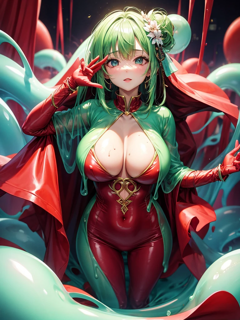 Slime Girl, Large Breast, sexy clothes, Red skin, full body