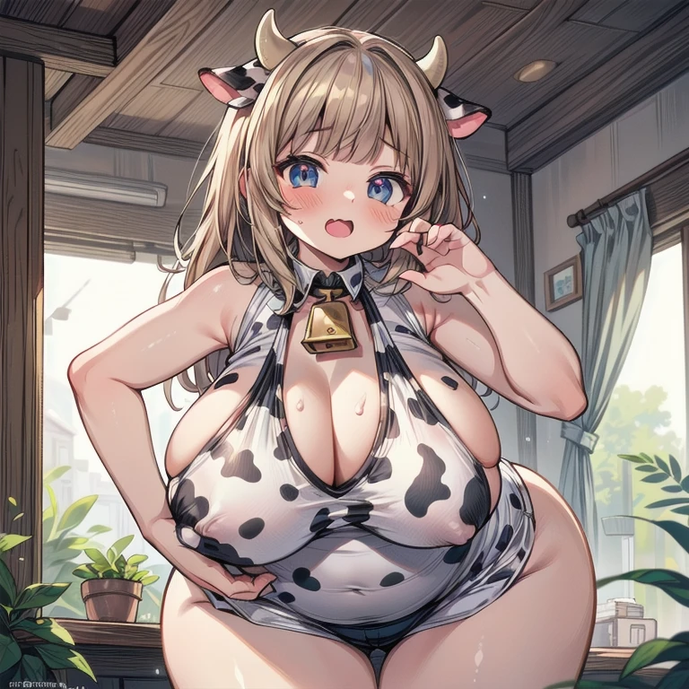 ((Masterpiece)), ((best quality)), (Anime:1.4), (super detail:1.2), (High Definition:1.3), (Professional Photography:1.3), (wide shot), (sharp focus), (perfect light), ((12 years old)), 1girl pregnant milking cow enormous massive gigantic big large fat milking breasts enormous massive gigantic mammale enormous areolae, ((wearing Cow-patterned tanktop)), fluffy shorts, cinematic lighting, Textured skin, messy hair, (loose blunt bangs), teenage girl, Healthy stomach, (Healthy slim body), small breasts, cute eyes, ((naughty face)), (open mouth), (put on cow ears), pale brown hair, Cute Beautiful girl, ((playful pose)), Thin accessories, ((on the precipitous cliff)), vaches à lait se faisant traire les enorme seins 