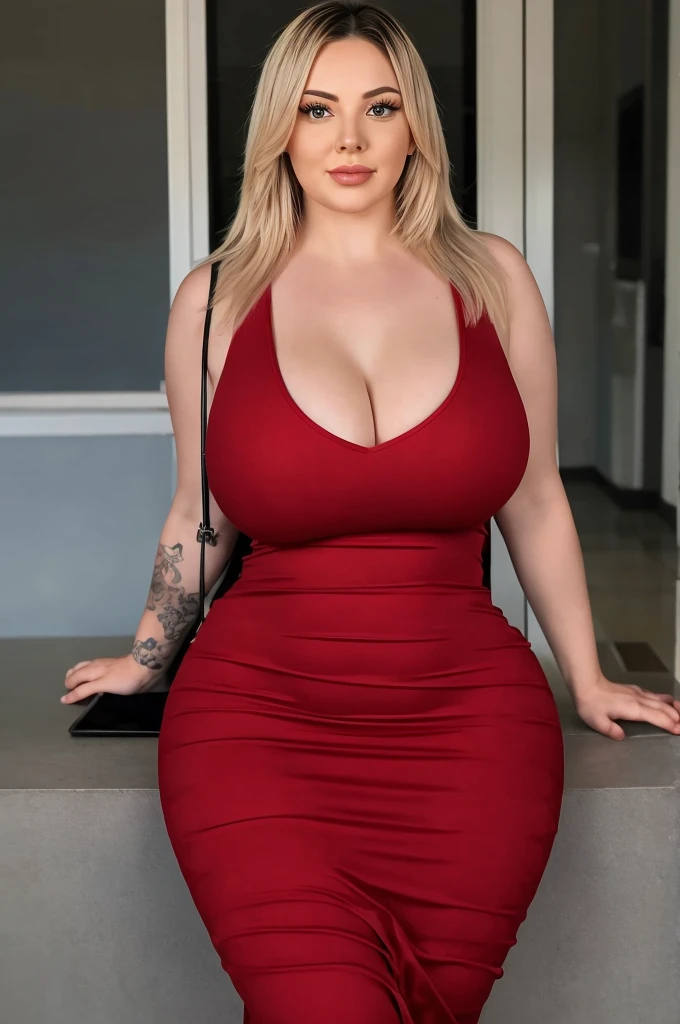 (best quality, ultra-detailed, realistic:1.37),portrait,voluptuous woman,flower,tight dress,passionate look,large ,vibrant colors,soft lighting