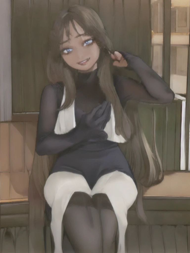 (best quality, masterpiece)+, ((masterpiece)), ((best quality)), ((highest quality)), ((ultra-detailed)), ((8k cg wallpaper)), ((extremely delicate and beautiful)), ((illustration)), (high resolution), 1lady, smile, black turtleneck sweater, small breasts, dark gray skirt, black pantyhose, detailed hands, sitting in office chair, office desk, looking at viewer, brown hair, blue eyes, dark skin, dark-skinned female, ponytail, hair tubes,the skirt is lifted up,lustful,sexy,ass up,nice ass,sexy secretary,spread legs,details, quality,an open shirt,spread legs in a skirt,a soaked s((masterpiece)), ((best quality)), ((highest quality)), ((ultra-detailed)), ((8k cg wallpaper)), ((extremely delicate and beautiful)), ((illustration)), (high resolution), 1lady, smile, pantyhose, detailed hands, sitting in office chair, office desk, looking at viewer, blue eyes, black skirt, raised (a hot secretary, pencil skirt, stockings, sitting on a white sofa, surrounded by five dark-skinned men who desire sex), (best quality,4k,8k,highres,masterpiece:1.2), ultra-detailed,(realistic,photorealistic,photo-realistic:1.37), passionate, confident, seductive expression, alluring eyes, luscious lips, flawlessly styled hair, elegant black blouse, perfectly tailored silhouette, high heels, stockings, luxurious satin stockings, shapely legs, sensual poses, yearning eyes, desire-filled gaze, muscular physique, chiseled features, alluring smiles, intense longing, dark and mysterious presence, masculine energy, vibrant colors, warm lighting, spread her legs, pantyhose, mommy, milf sexyThere is a beautiful woman in an office setting. She has stunning, detailed eyes and lips, and she's wearing a flirtatious smile. Her blonde hair is perfectly styled. She's dressed in a sexy secretary outfit, complete with a pencil skirt, stockings, and high heels. As she sits on a white sofa, surrounded by five dark-skinned men, desire fills the air. The office desk is cluttered with papers and a computer, and the windo
