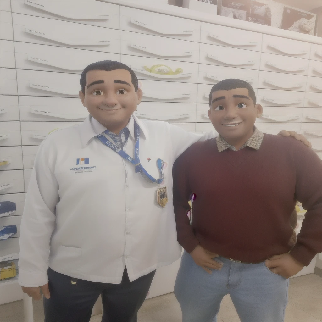 there are two men standing next to each other in a store, paul pepera pablo roldan, with godray, high quality upload, alex flores, eloy morales, ronaldo luis nazario da lima, wpol and sarasti, very very happy, staff, with wart, jose miguel roman frances, by Alexander Fedosav, yan morala