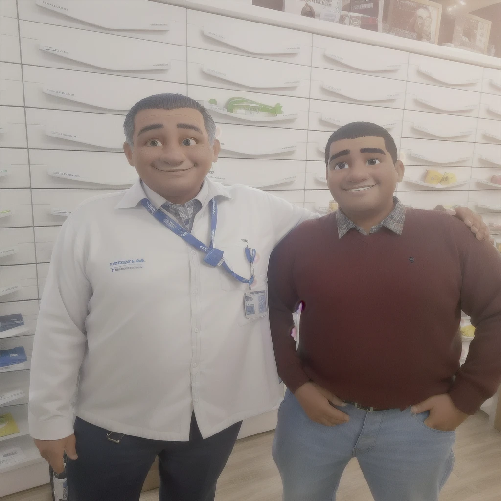 there are two men standing next to each other in a store, paul pepera pablo roldan, with godray, high quality upload, alex flores, eloy morales, ronaldo luis nazario da lima, wpol and sarasti, very very happy, staff, with wart, jose miguel roman frances, by Alexander Fedosav, yan morala