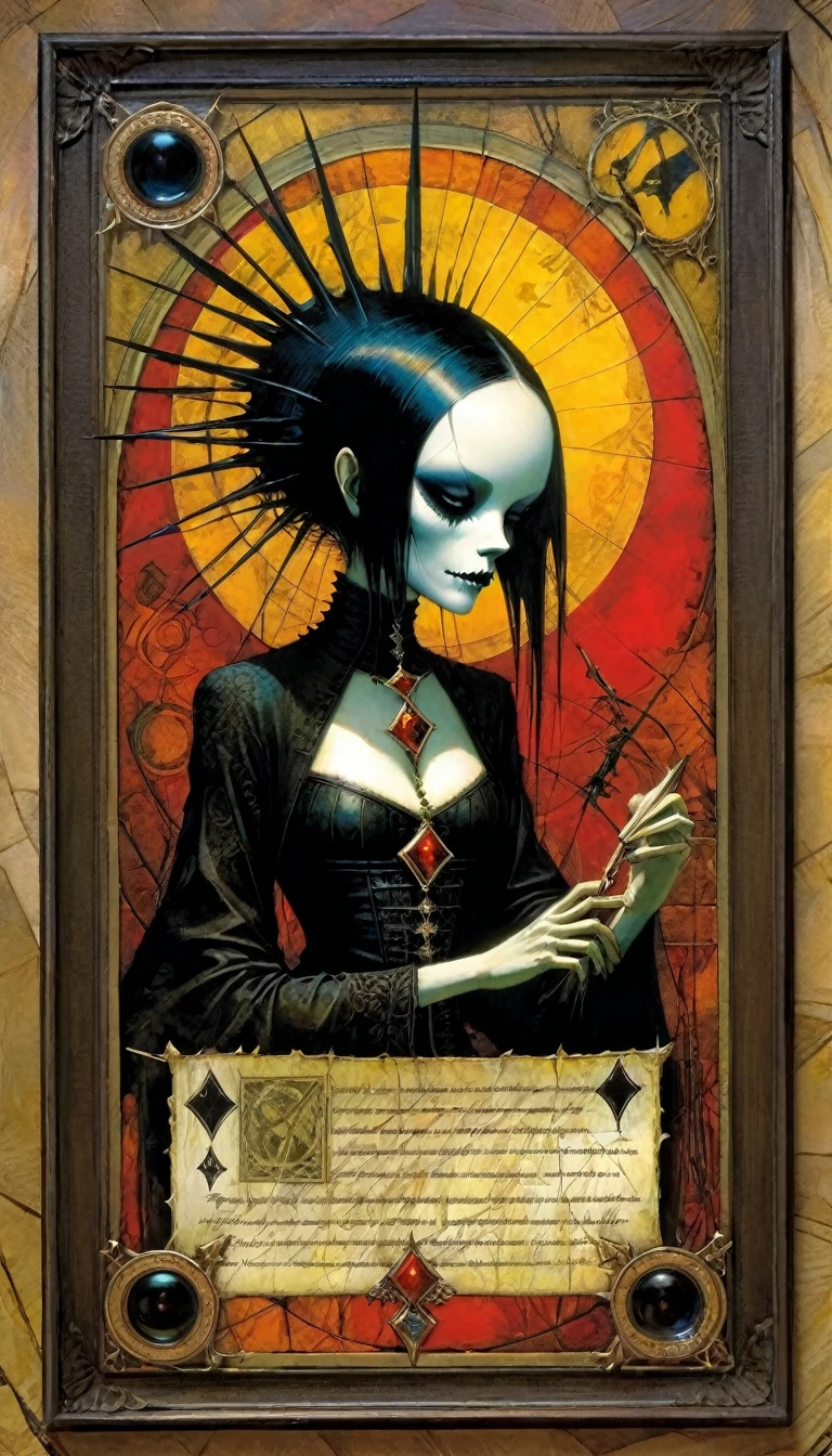 ((tarot card)) THE death((card frame)), work by Dave mcKean, vivid colors, intricate details, oil.
