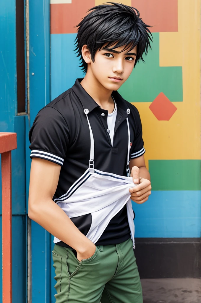 A young man named Juan José, 15 years old, anime style 
