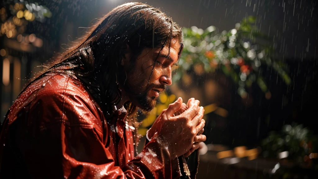 jesus praying in the chuva, wet from chuva, Jesus de Nazaré, Jesus Cristo, hard chuva pouring straight down, under chuva, Papel de parede HD, ele está sozinho, the most bela cena, tomada cinematográfica!, hard chuva falling, like tears in chuva time to die, chuva red color bleed, chuvaing, chuva!!!!, tears in the chuva, bela cena