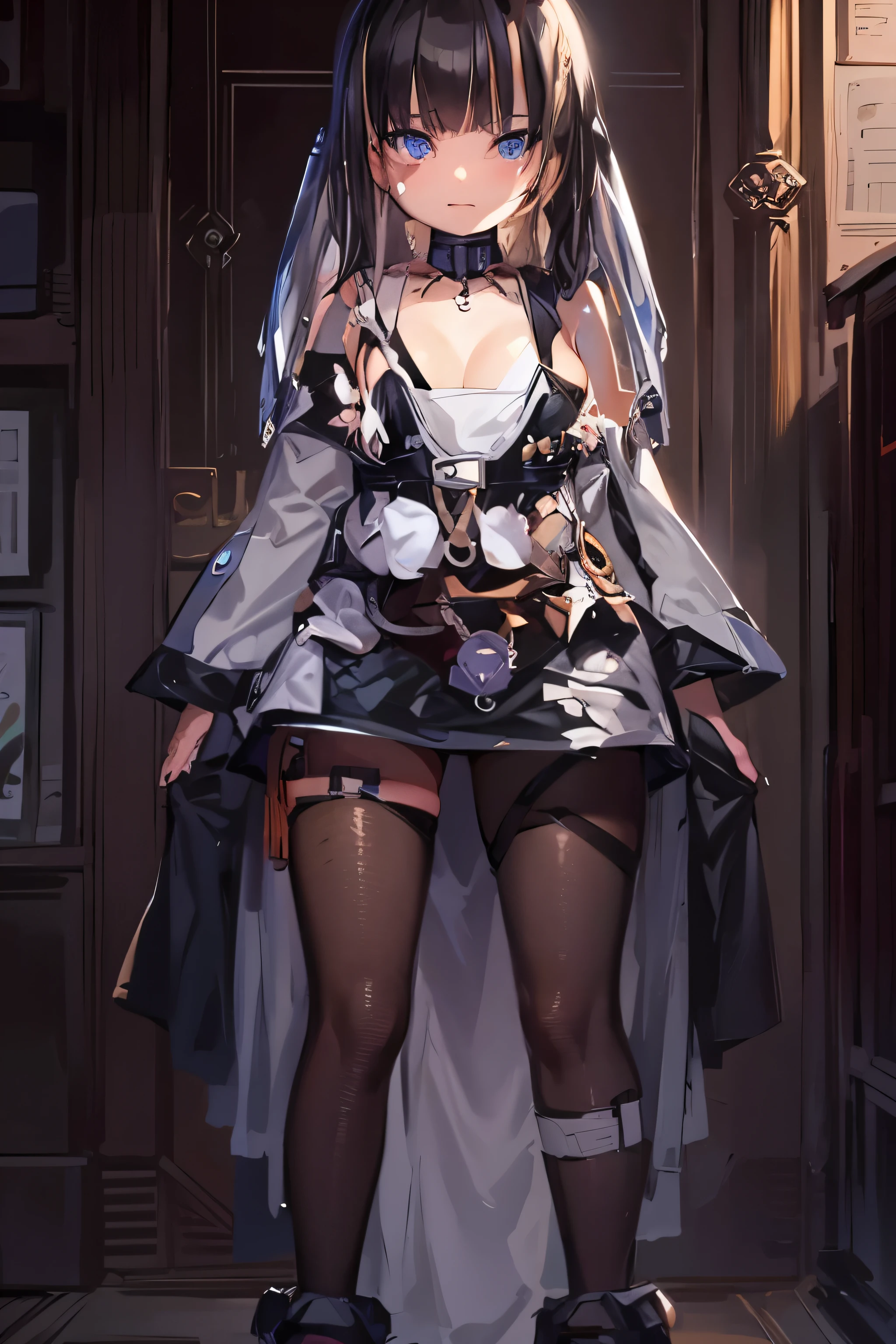 Girl, pretty, bangs, short hair, anime, ultra detailed, character sheet 