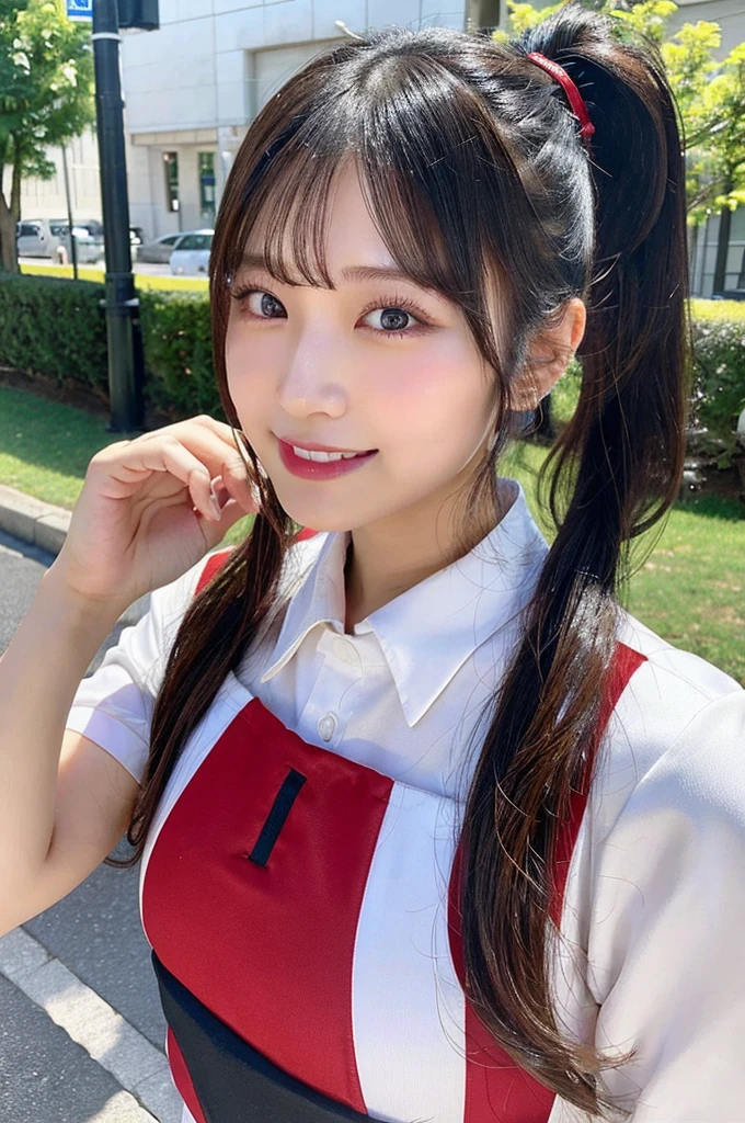 最high quality,Very detailed,finely,High resolution,8K壁紙,Perfect dynamic composition,Young Japanese Woman,Age 25, Black Hair, thin, 4K, 8K, high quality, beauty, smile, White teeth,Beautiful Eyes, Characterized by simplicity, High resolution,1 person,Japanese Idols,Large Breasts,ponytail,Landmine Makeup,Red cheeks,whole body,Soccer uniforms,