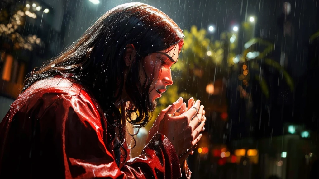jesus praying in the chuva, wet from chuva, Jesus de Nazaré, Jesus Cristo, hard chuva pouring straight down, under chuva, Papel de parede HD, ele está sozinho, the most bela cena, tomada cinematográfica!, hard chuva falling, like tears in chuva time to die, chuva red color bleed, chuvaing, chuva!!!!, tears in the chuva, bela cena
