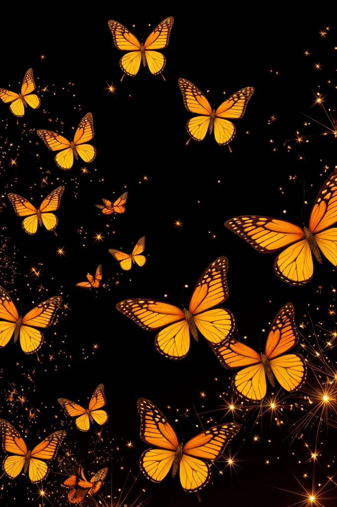 In the sky fire sparks butterflies dust