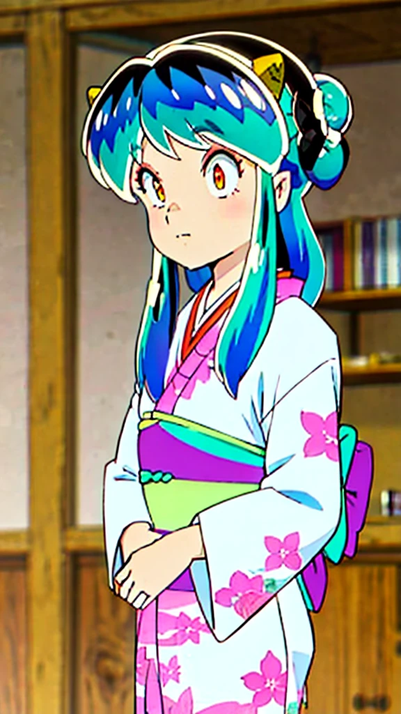 lum, kimono, 1girl,