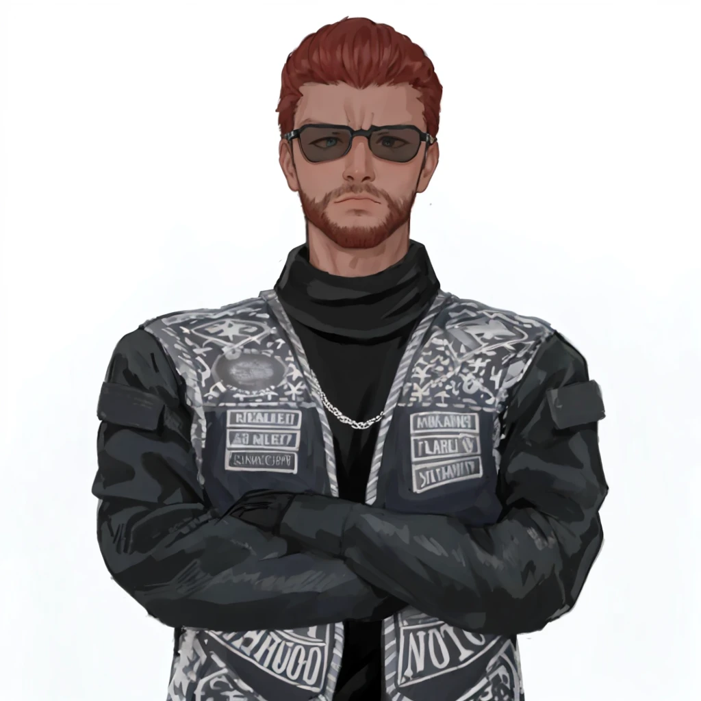(masterpiece:1.2, best quality), (1men, solo, upper body:1.2),angry face,Hair: buzz cut, Clothing: oversized, distressed denim jacket with patches and pins, paired with black skinny jeans and combat boots, Hanging out in an underground music venue or street art exhibit
