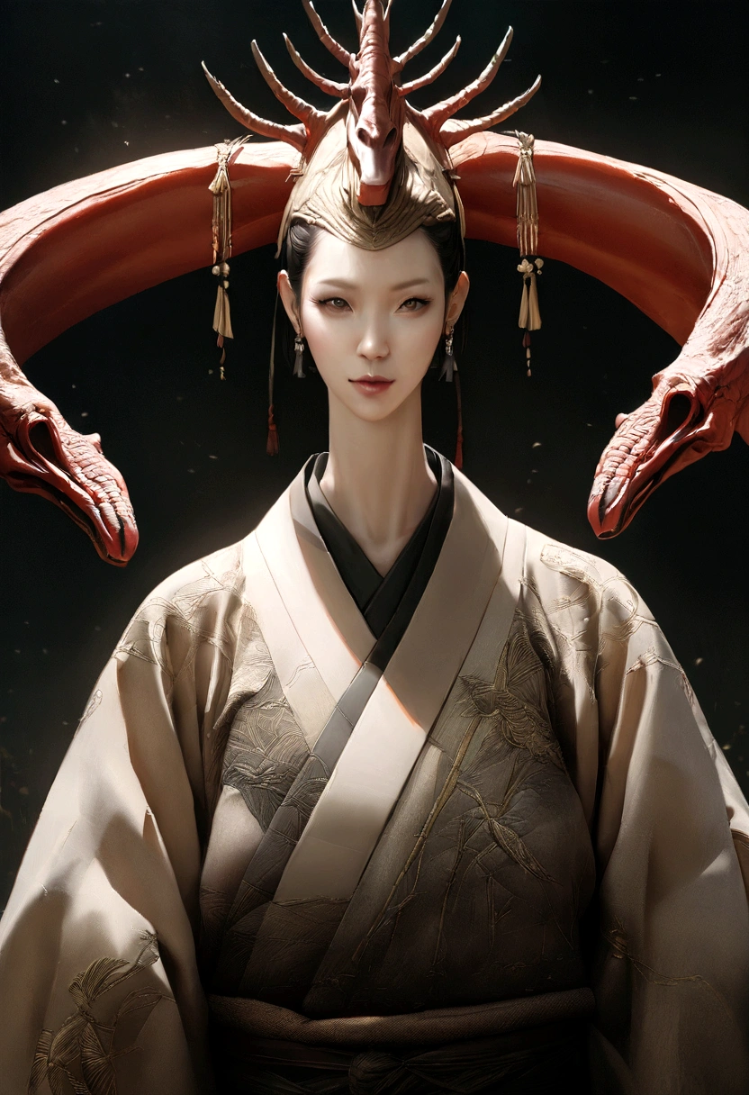 Highest quality,masterpiece,Ultra-high resolution, Very detailed, 8K,Realistic,That's horrible、The neck is long、Woman with long neck wearing traditional kimono