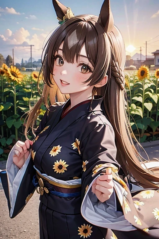 #Basic matterssatono diamond \(umamusume\), A girl is posing for a photo, animeのかわいい女の子, (((One Girl, Baby Face, ))),
BREAK
#Clothing Accessories
((Orange and black)Yukata : Sunflower pattern + Blue band + Long sleeve + Wide sleeves, geta),
BREAK
#Features
(Droopy eyes), (Small breasts),
BREAK
#expression
(smile),
#background environment
((noon, Sunshine + shrine + Rural landscape)),
#composition
(Face the viewer:1.4, Aggressive Pose:1.4, Cowboy Shot:1.4),
BREAK
#Body parts elements
(Beautiful Hair,Shiny Hair),
(double eyelid, Long eyelashes),
(Expression of fine eyes, Beautiful and delicate eyes, Sparkling eyes, Eye Reflexes),
(Human Ear),
(Beautiful Nose, Thin Nose),
(Glossy lips, Beautiful Lips, Thick lips), (Symmetrical facial features),
(Detailed skin, Textured skin, Beautiful Skin),
BREAK
#Quality
(((Highest quality)), ((masterpiece)), ((Very detailed))), ((High resolution), (16K,1080P)),
(Realistic), (Anatomically correct),
((comics, anime)), (3DCG), CG illustration,