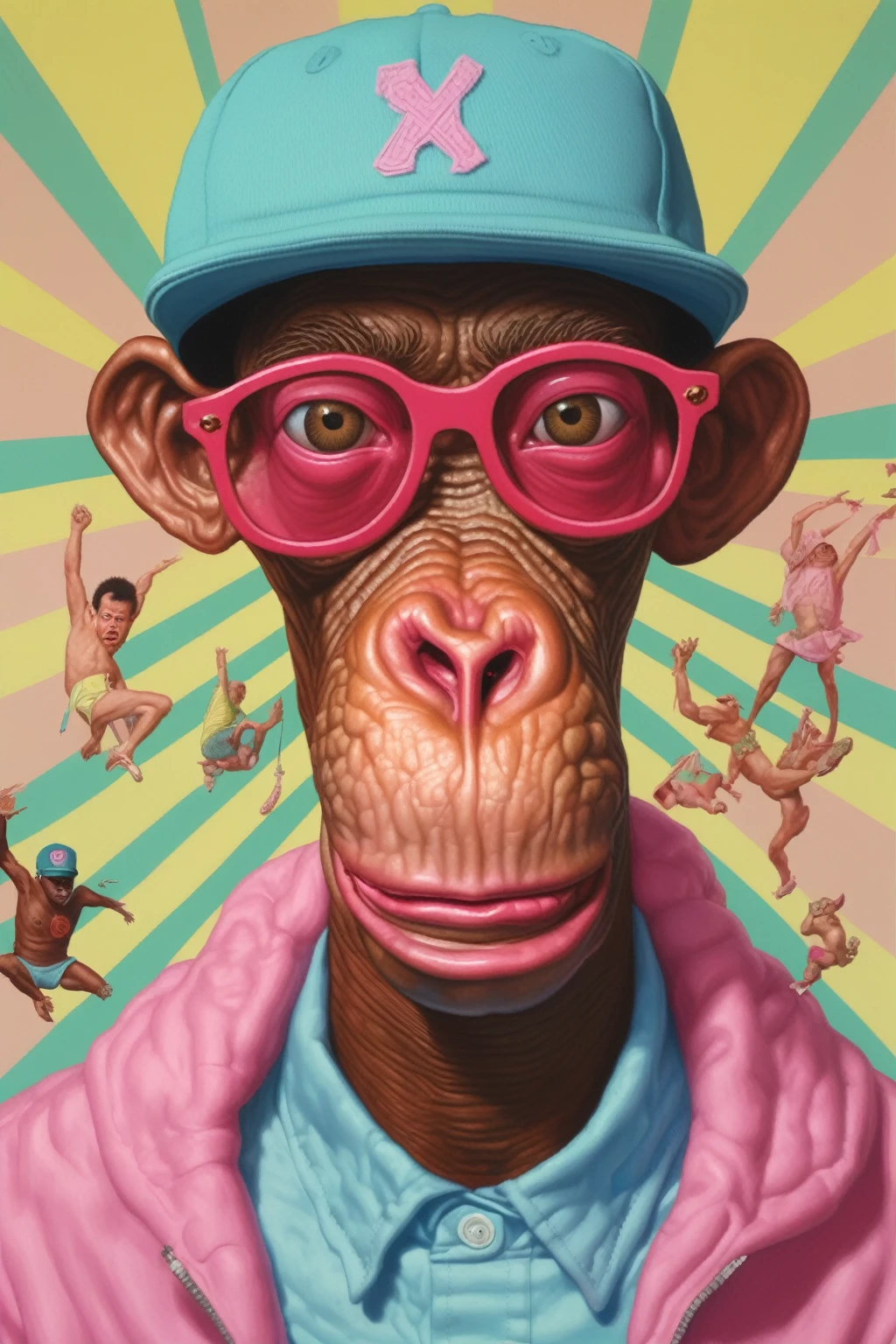 Alex Gross Style - Yue Minjun Monkey Dressed As Tyler The Creator Fears And Hates Dizzy Magazine Style