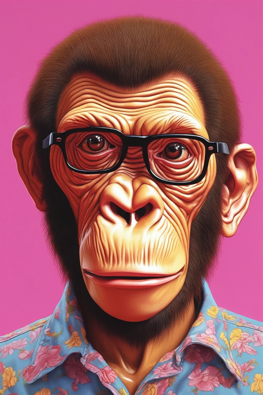 APE NFT HIGH QUALITY , bored ape , Alex Gross Style -Yue Minjun singe habillé comme Tyler le créateur craint et déteste le style de magazine étourdi