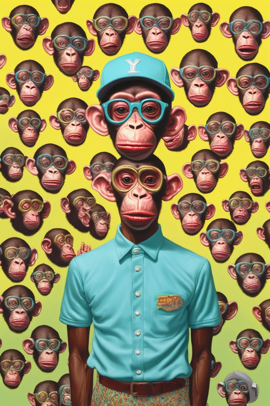 Alex Gross Style - Yue Minjun Monkey Dressed As Tyler The Creator Fears And Hates Dizzy Magazine Style