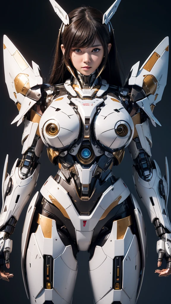 Textured skin, Super Detail, high details, High quality, Best Quality, hight resolution, 1080p, hard disk, Beautiful,(Super Heroine),(Mecha Queen),Oppai Missile,beautiful cyborg woman,Mecha Cyborg Girl,Battle Mode,Girl with a Mecha Body,She wears a battle cyborg mech with a weapon,Fulll body Shot