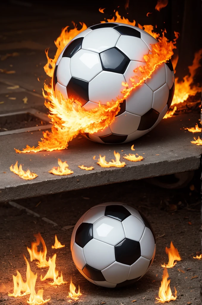 Soccer ball on fire