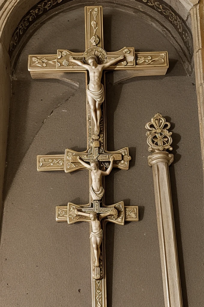 A Novena Cross with a heart and doves in the corners