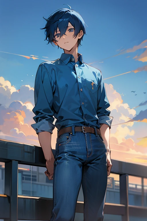 ANIME BOY IN BLUE DRESS 💙 shirt jeans