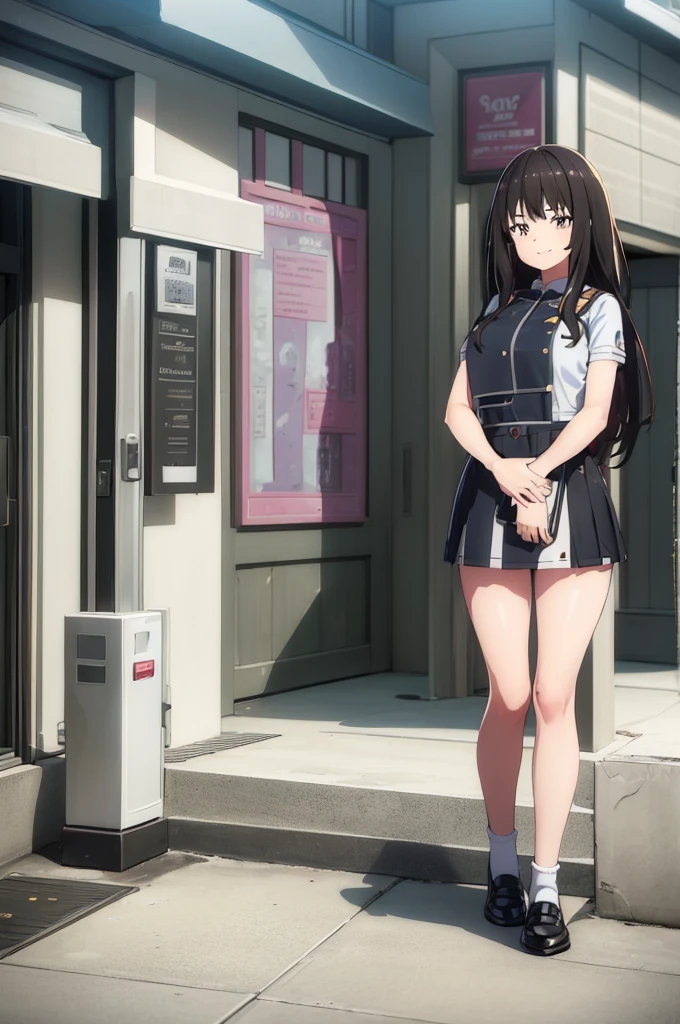 (masterpiece, best quality, 32k, RAW photo, beautiful and aesthetic:1.2), complex detail, Indirect light, photorealistic,(station premises)
full body, (((20yers girl:1.6))), smile.kawaii .(station premises:1.3)
.miniskirt.(loose sock;1.3).loafers ..(Design sheet:1.3), (multi-angle and detailed view:1.3)
and, black, shirt, very, white, with, 1girl