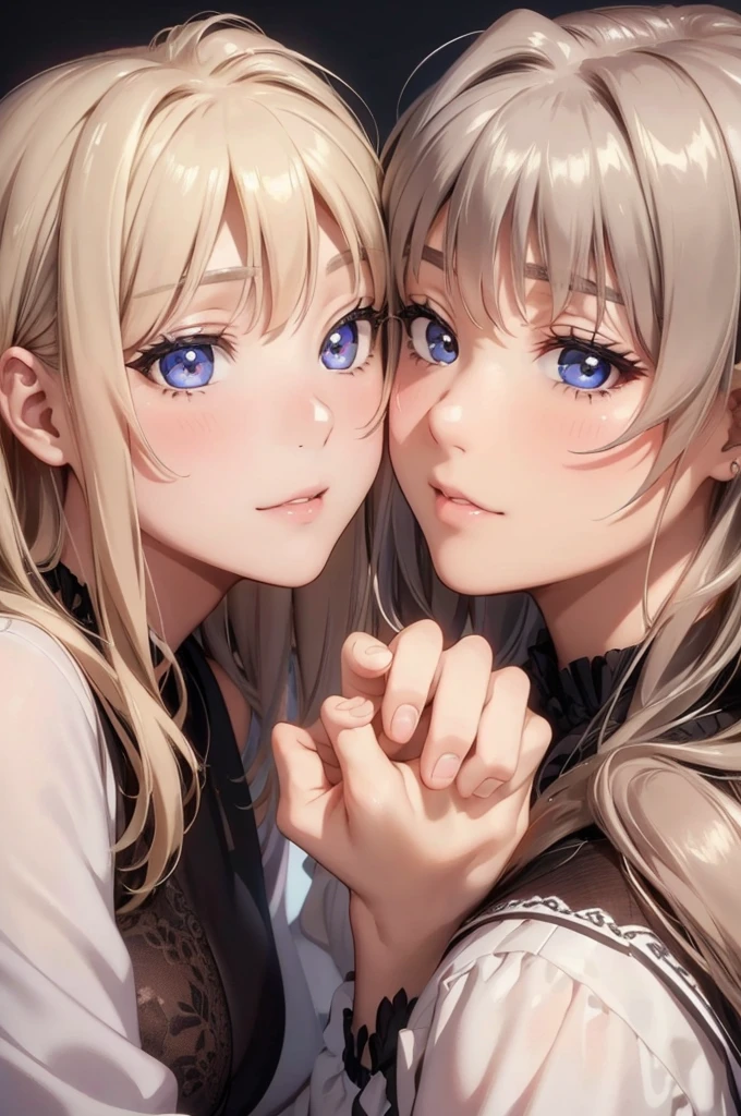 2 cute anime japanese girls, beautiful detailed eyes, beautiful detailed lips, extremely detailed eyes and face, long eyelashes, small nose, big breasts, slim, classroom, lesbian couple, kissing, (best quality,4k,8k,highres,masterpiece:1.2),ultra-detailed,(realistic,photorealistic,photo-realistic:1.37),beautiful lighting,vivid colors,soft focus,intricate details